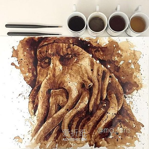 怎么DIY咖啡画作品 咖啡画画的图片欣赏- www.aizhezhi.com