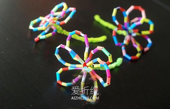 怎么做吸管花的方法 吸管手工制作花朵教程- www.aizhezhi.com