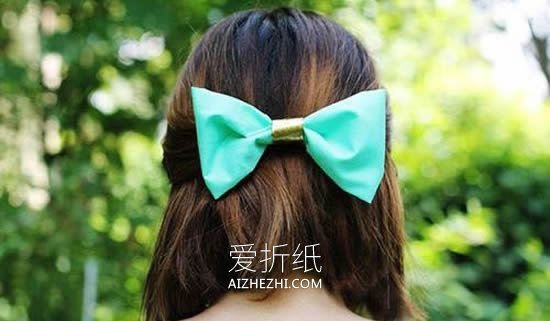 怎么做蝴蝶结发卡图解 简约布艺蝴蝶结发饰DIY- www.aizhezhi.com