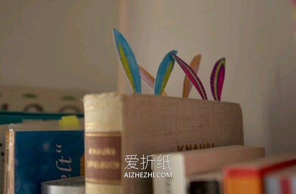 怎么做卡通书签的教程 卡纸手工制作兔子书签- www.aizhezhi.com