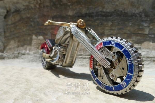 怎么把旧手表做摩托车 朋克风摩托车模型图片- www.aizhezhi.com
