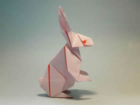 怎么折纸站立的兔子 复杂手工立体兔子的折法