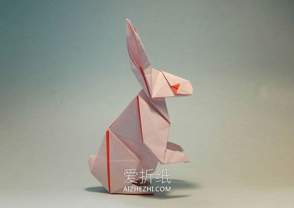 怎么折纸站立的兔子 复杂手工立体兔子的折法- www.aizhezhi.com