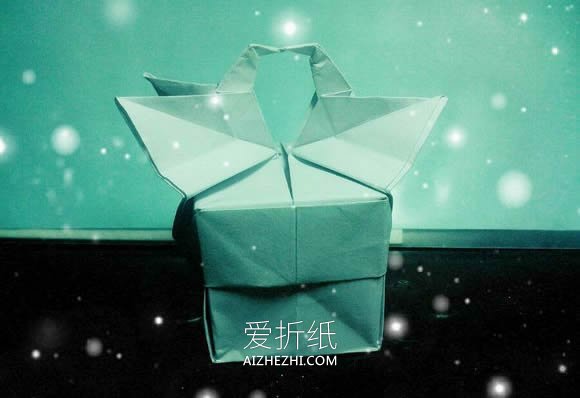 怎么折纸情人节礼品盒 带纸鹤浪漫纸盒折法- www.aizhezhi.com