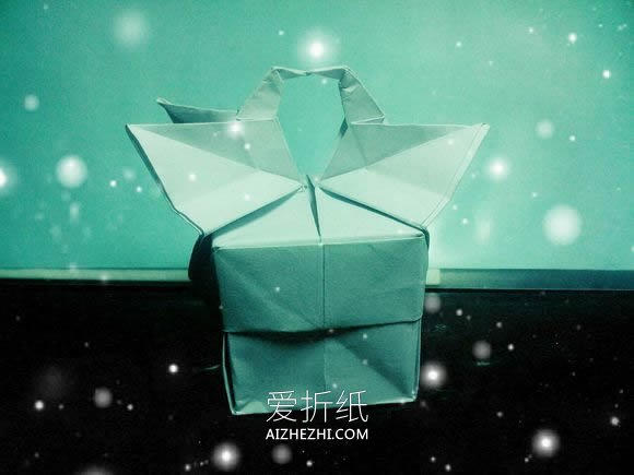 怎么折纸情人节礼品盒 带纸鹤浪漫纸盒折法- www.aizhezhi.com