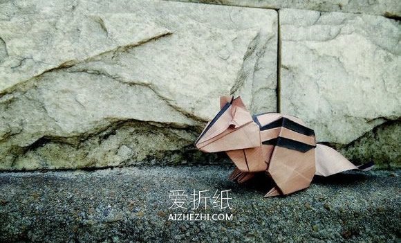 怎么折纸立体花栗鼠 复杂花栗鼠的折法图解- www.aizhezhi.com
