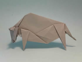 怎么折纸立体公牛图解 手工逼真公牛的折法