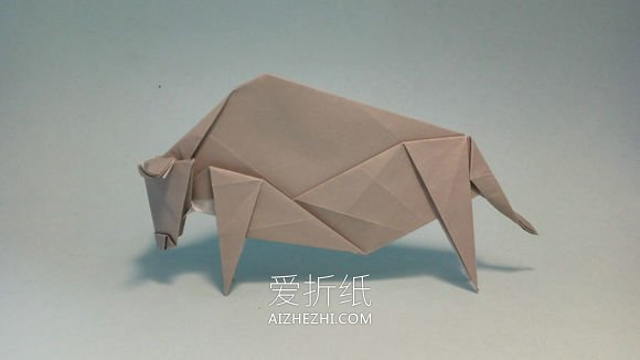 怎么折纸立体公牛图解 手工逼真公牛的折法- www.aizhezhi.com