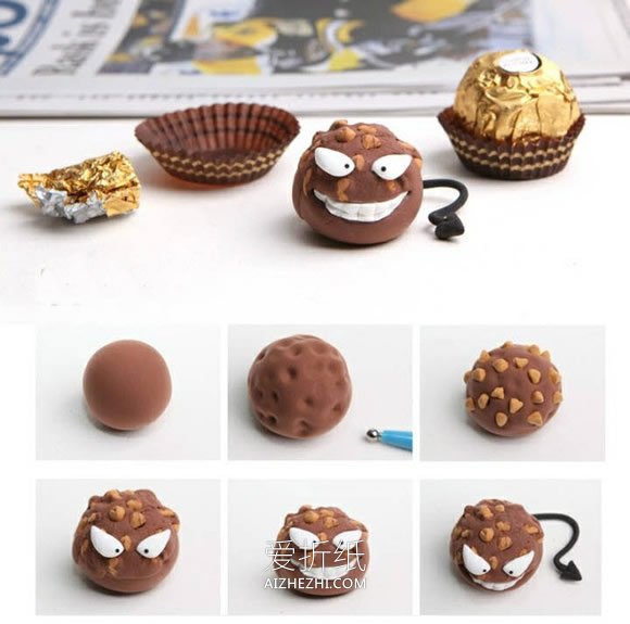 怎么做粘土巧克力怪物 卡通小怪物巧克力DIY- www.aizhezhi.com