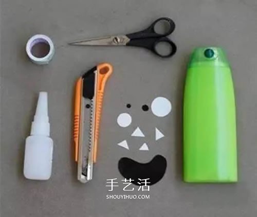 洗发水瓶废物利用做笔筒 沐浴液瓶DIY卡通笔筒- www.aizhezhi.com