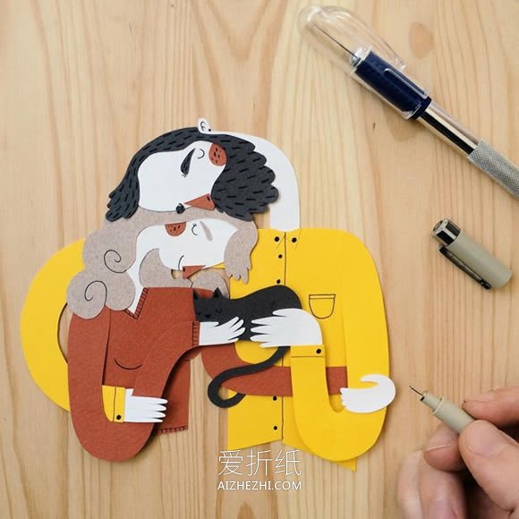 怎么做情侣纸雕图片 手工纸雕立体人物作品- www.aizhezhi.com