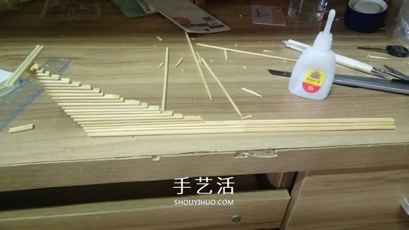 古代战船模型手工制作 纯以一次性筷子完成- www.aizhezhi.com