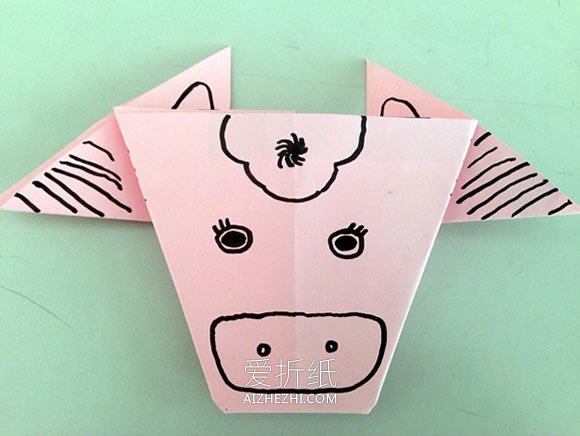 怎么简单折纸牛头图解 儿童手工羊头的折法- www.aizhezhi.com