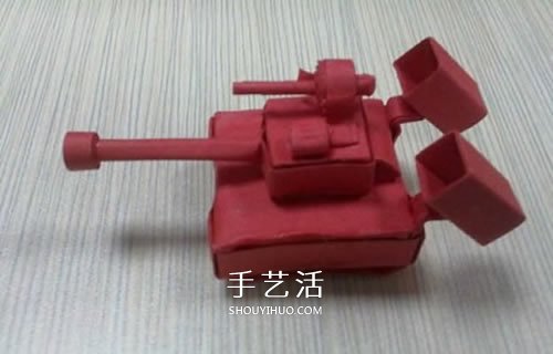 小纸盒子废物利用 手工制作可爱的坦克模型- www.aizhezhi.com