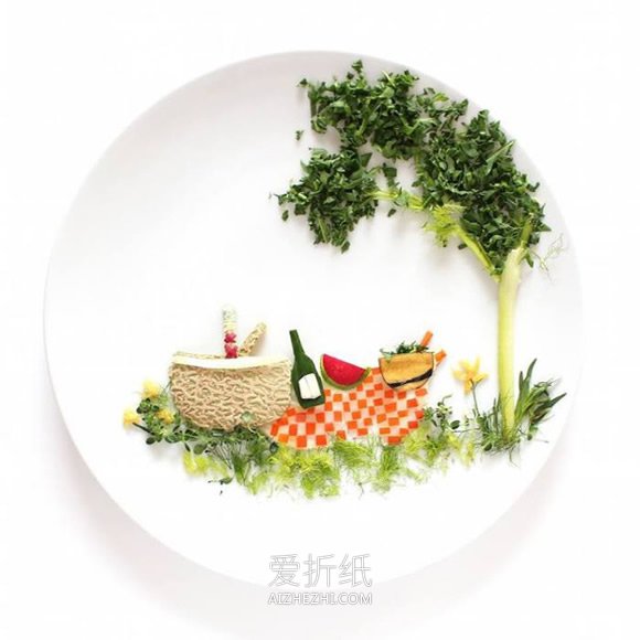 怎么做食材拼画图片 食物水果DIY拼画作品- www.aizhezhi.com