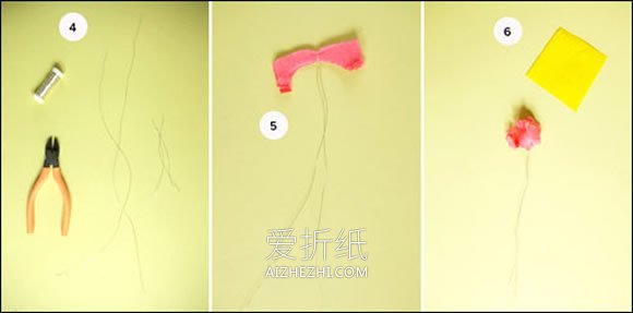 怎么做纸花发箍图解 皱纹纸花朵发饰手工制作- www.aizhezhi.com