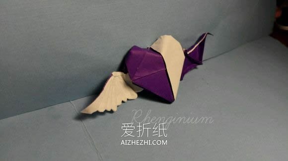 怎么折纸天使恶魔心 详细双色爱心的折法图解- www.aizhezhi.com