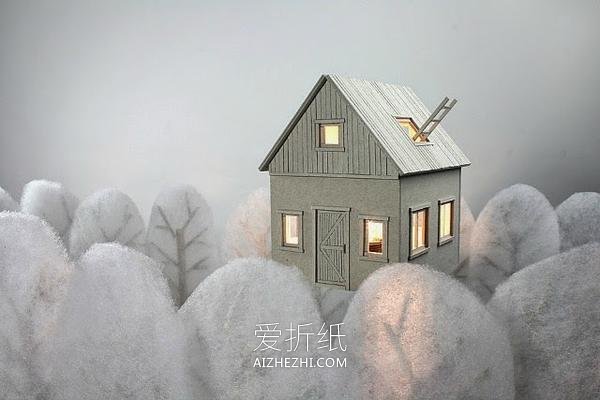 怎么用硬纸板做创意灯罩 手工硬纸板房屋灯罩- www.aizhezhi.com