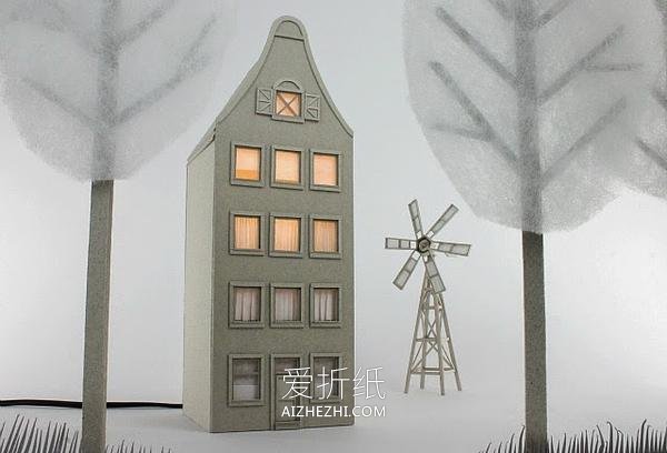 怎么用硬纸板做创意灯罩 手工硬纸板房屋灯罩- www.aizhezhi.com