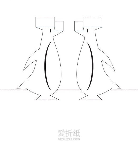 怎么做立体情人节贺卡 手工剪纸企鹅贺卡图纸- www.aizhezhi.com