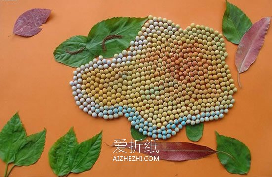 怎么做豆子拼贴画图片 儿童豆贴画作品欣赏- www.aizhezhi.com