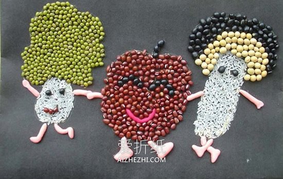 怎么做豆子拼贴画图片 儿童豆贴画作品欣赏- www.aizhezhi.com