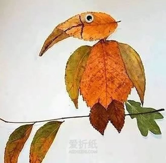 幼儿园树叶贴画图片 简单又可爱的树叶拼贴画- www.aizhezhi.com