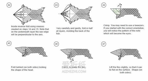怎么折纸立体鲤鱼图解 手工复杂鲤鱼折法步骤- www.aizhezhi.com