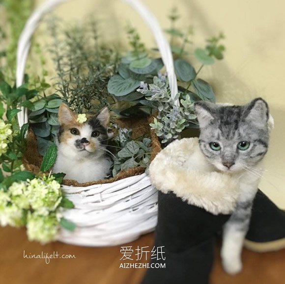 手工制作羊毛毡猫咪 可爱逼真到令人难以相信- www.aizhezhi.com