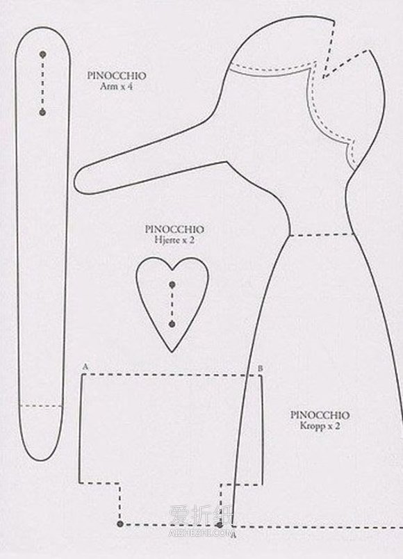 怎么做匹诺曹娃娃的方法 手工布艺匹诺曹人偶- www.aizhezhi.com