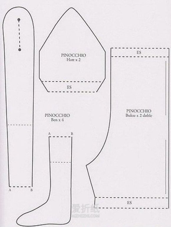 怎么做匹诺曹娃娃的方法 手工布艺匹诺曹人偶- www.aizhezhi.com