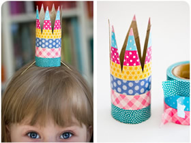 怎么做儿童皇冠废物利用 卷纸芯手工制作皇冠