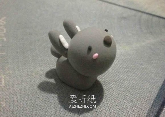 怎么做粘土小灰兔图解 超轻粘土制作卡通兔子- www.aizhezhi.com