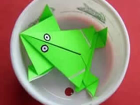 怎么折纸会跳的小青蛙 儿童手工青蛙折法图解