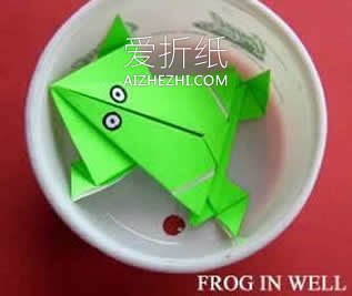怎么折纸会跳的小青蛙 儿童手工青蛙折法图解- www.aizhezhi.com