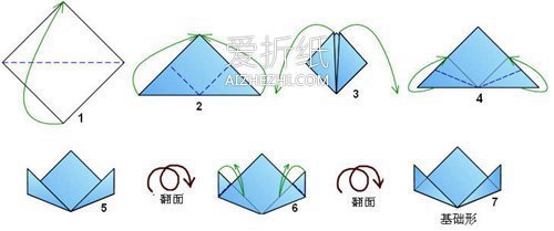 怎么折纸四瓣花花球 手工四个花瓣花球的折法- www.aizhezhi.com