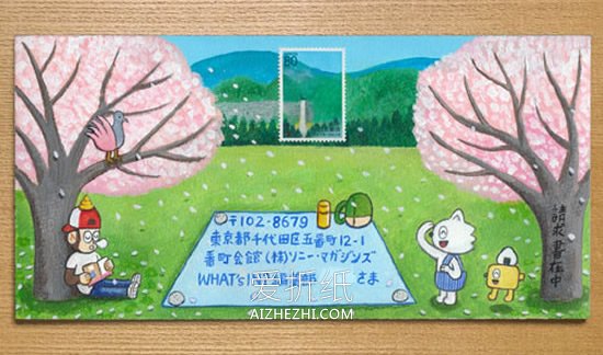 怎么做创意信封的方法 手绘和贴邮票制作信封- www.aizhezhi.com