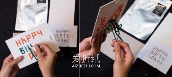 怎么做创意圣诞节卡片 毛线手工制作漂亮贺卡- www.aizhezhi.com