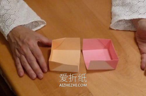 怎么折纸正方形盒子 手工带盖子纸盒的折法- www.aizhezhi.com