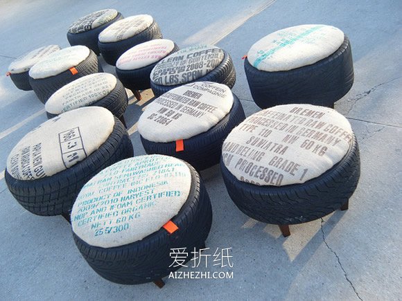 怎么把旧轮胎废物利用 汽车轮胎制作凳子图片- www.aizhezhi.com