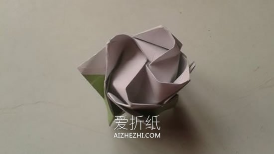 怎么折川崎玫瑰图解 川崎玫瑰花的详细折法- www.aizhezhi.com