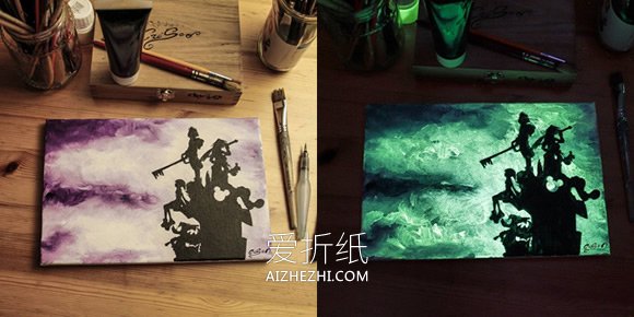 手工夜光画的作品图片 夜幕下仿佛拥有了生命- www.aizhezhi.com