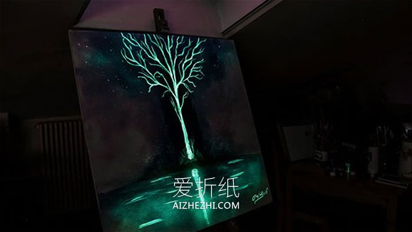 手工夜光画的作品图片 夜幕下仿佛拥有了生命- www.aizhezhi.com