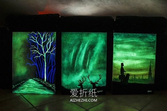 手工夜光画的作品图片 夜幕下仿佛拥有了生命- www.aizhezhi.com