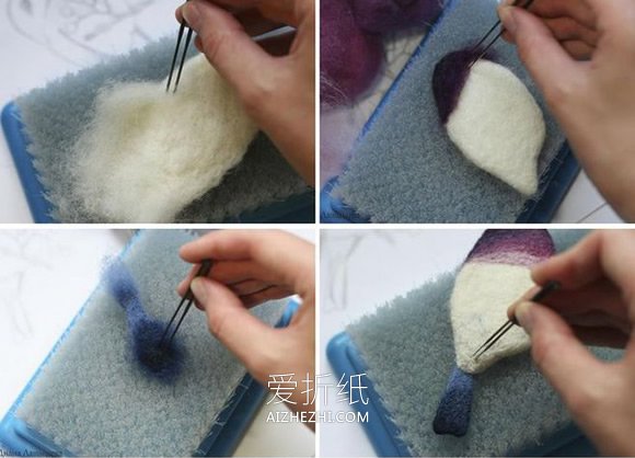 怎么做羊毛毡小鸟图解 羊毛制作树枝上的鸟儿- www.aizhezhi.com