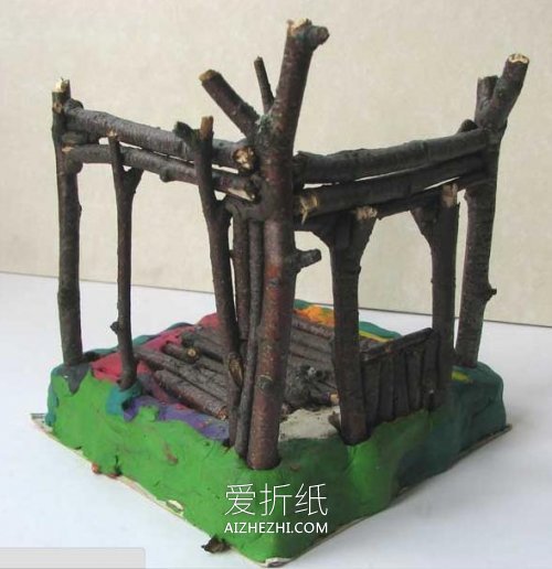 怎么做小木屋的方法 树枝手工制作小房子- www.aizhezhi.com