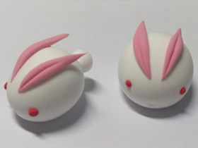 怎么做粘土粉雪兔图解 超轻粘土制作卡通兔子