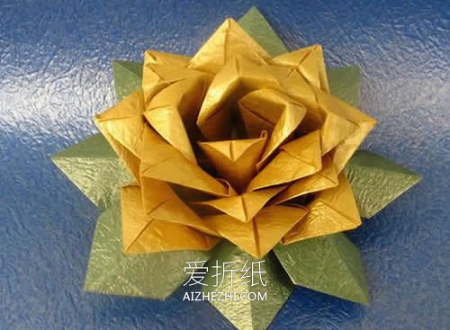 怎么折纸祈福莲的方法 手工立体莲花折法图解- www.aizhezhi.com