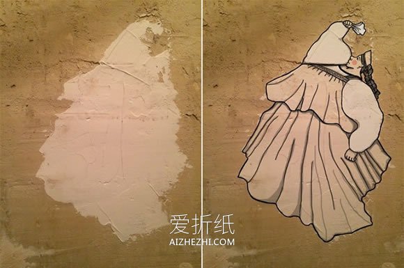 简单手绘改造破旧墙壁 生动有趣的街头涂鸦- www.aizhezhi.com
