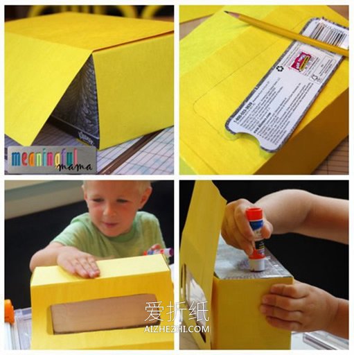 怎么改造纸巾盒的方法 儿童手工制作校车纸巾盒- www.aizhezhi.com